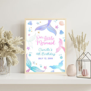 Mermaid Girl 4th Birthday Party Foam Board