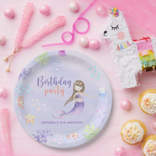 Mermaid Girl 6th Birthday Party Paper Plates