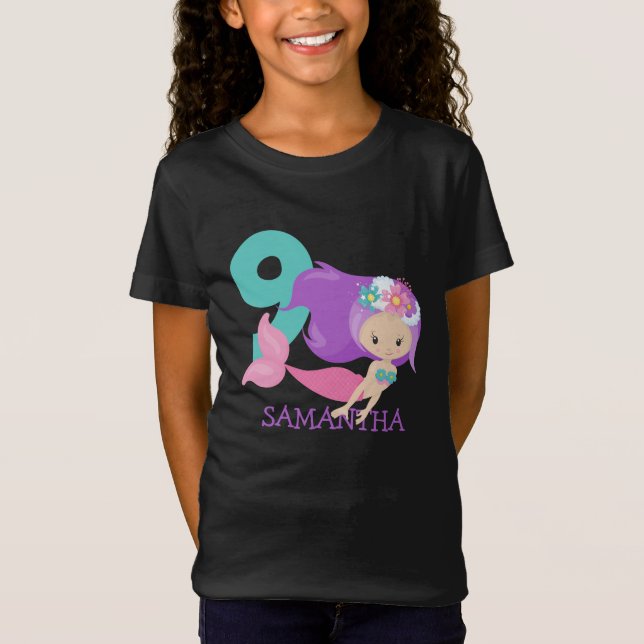 Mermaid GIRL 9th birthday  T-Shirt (Front)