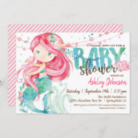 Mermaid, Girl Baby Shower invitation