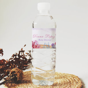 Mermaid Girl Baby Shower Party Water Bottle Label