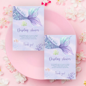 Mermaid girl baby shower ticket display shower enclosure card