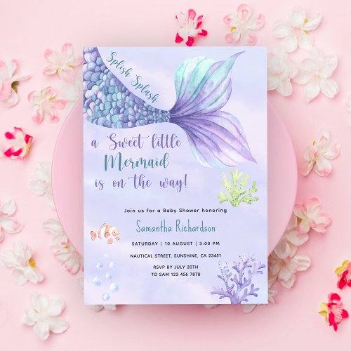 Mermaid Girl Baby Shower Under The Sea Invitation