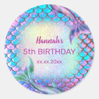 mermaid girl Birthday Classic Round Sticker