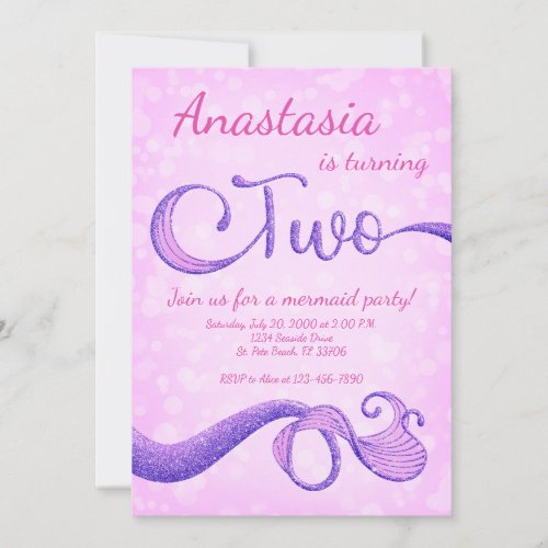 Mermaid Girl Birthday Invitation