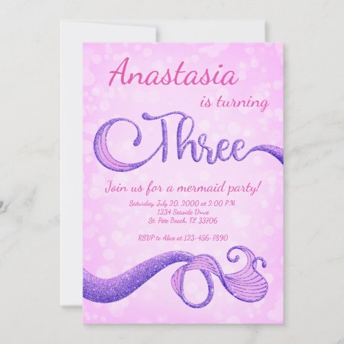 Mermaid Girl Birthday Invitation