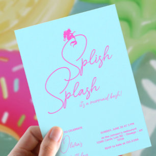 Mermaid Girl Birthday Minimalist Simple Modern Invitation