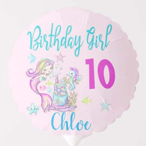 Mermaid Girl Birthday Party Group Matching Theme  Balloon