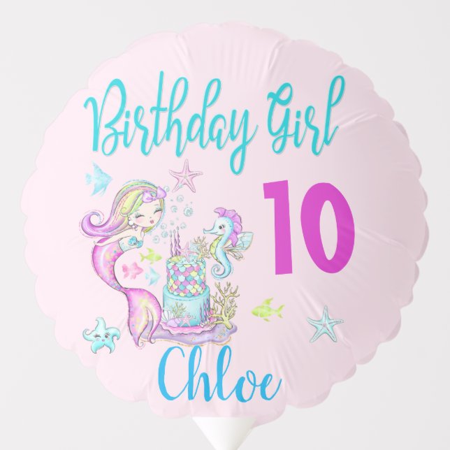 Mermaid Girl Birthday Party Group Matching Theme  Balloon (Front)