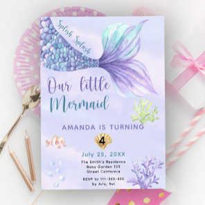 Mermaid Girl Birthday Party Invitation