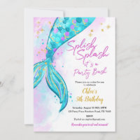 Mermaid Girl Birthday Party Invitation