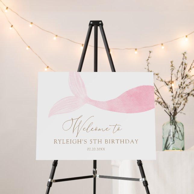 Mermaid Girl Birthday Party Welcome Sign (In Situ (Stand))