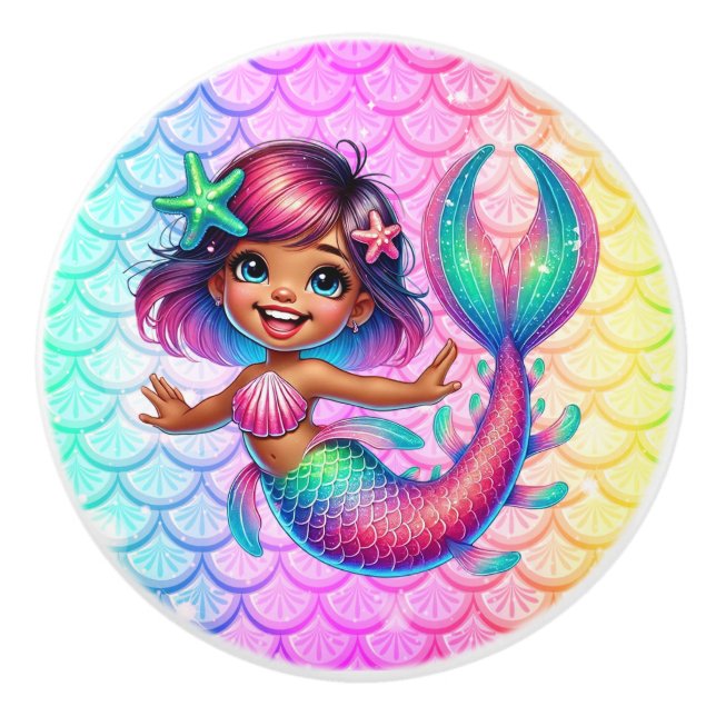 Mermaid Girl Cabinet Knob (Front)
