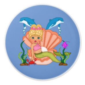 Mermaid Girl Ceramic Knob