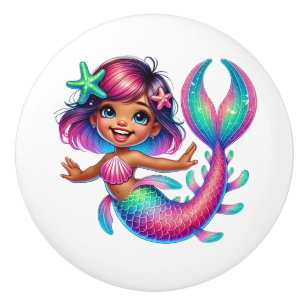 Mermaid Girl Ceramic Knob