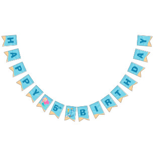 Mermaid Girl Cute Custom Kids Pool Birthday Party Bunting Flags