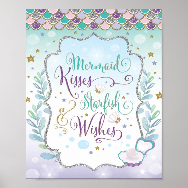 Mermaid Girl Nursery Decor Under the Sea Wall Art (Front)