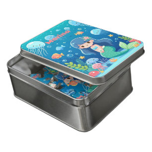 Mermaid Girl Personalized Underwater Kids Name Jigsaw Puzzle