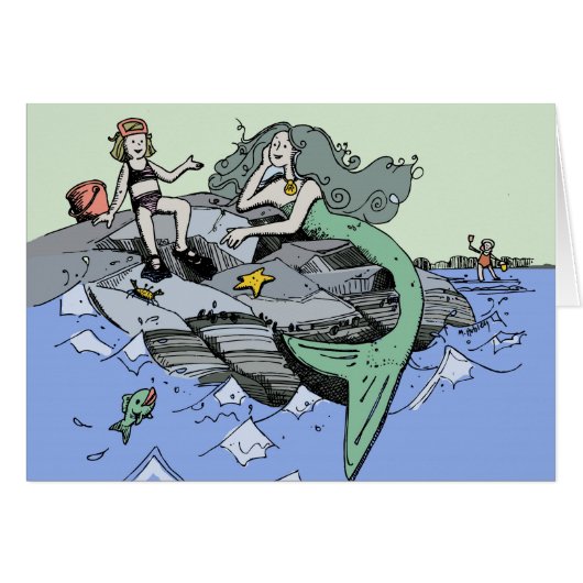 Mermaid Girl Summer Beach Friendship Whimsical (Front Horizontal)