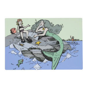 Mermaid Girl Summer Beach Friendship Whimsical Placemat