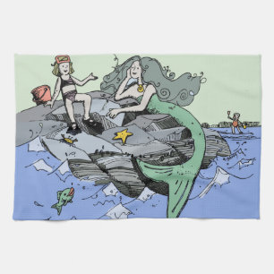 Mermaid Girl Summer Beach Friendship Whimsical Towel