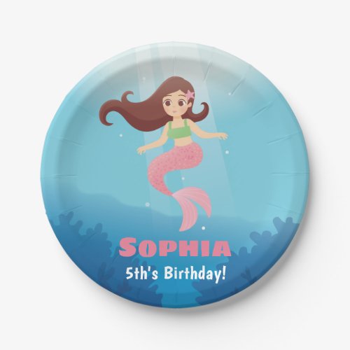 Mermaid Girl Under the Sea Birthday Party Supplies Paper Plates