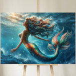 Mermaid girl underwater ocean tail scales art canvas print<br><div class="desc">A beautiful mermaid girl with a beautiful scaly tail swims in the ocean,  underwater life and fantasy in bright colors with a predominance of blue shades. (PLEASE! - See also other new collections for more choices)</div>