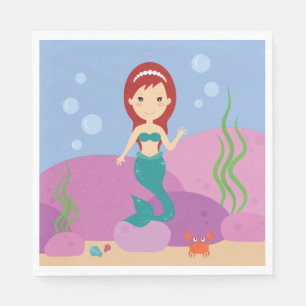 Mermaid girl underwater sea landscape  napkins