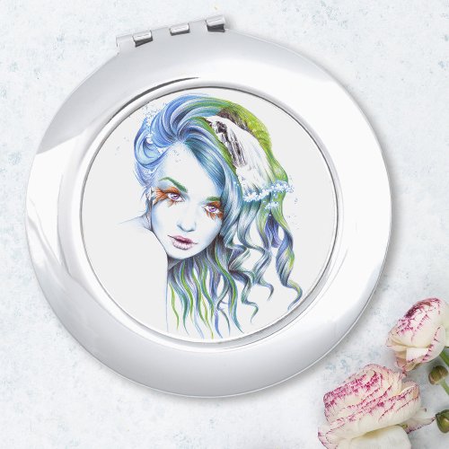 Mermaid girl Water woman Surreal Fantasy Portrait  Mirror For Makeup