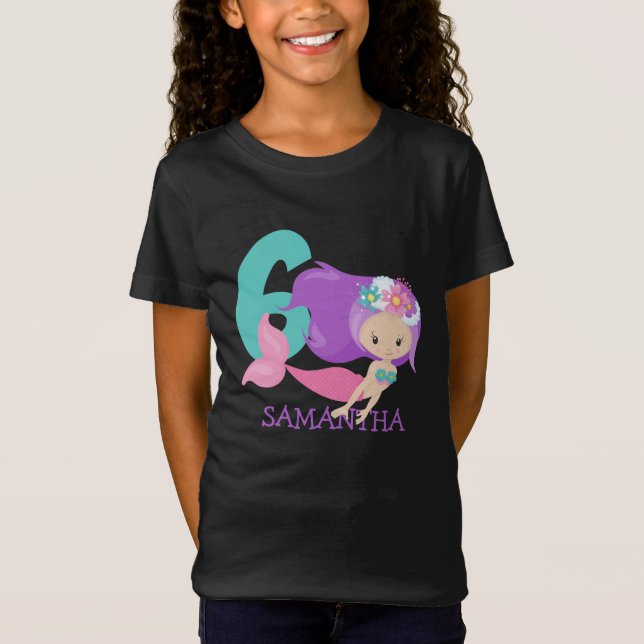 Mermaid girls 6th birthday  T-Shirt (Front)