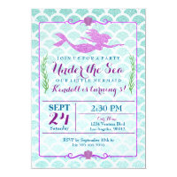 Mermaid Girl's Birthday Party Invitation
