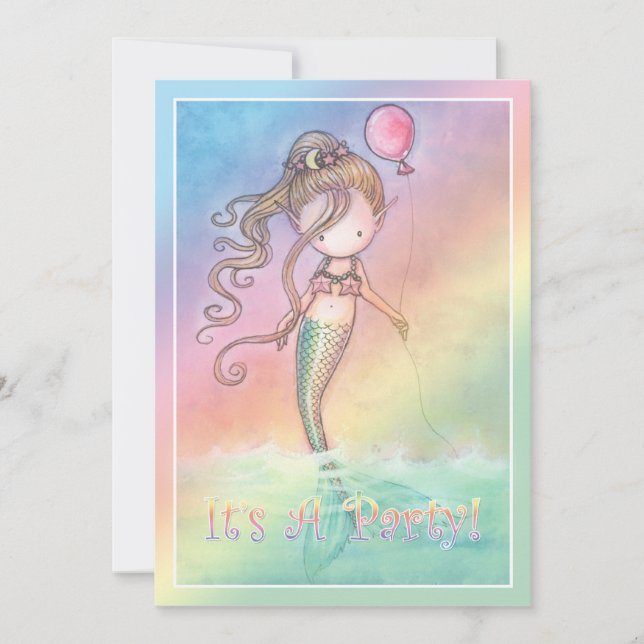 Mermaid Girls Birthday Party Invitations (Front)