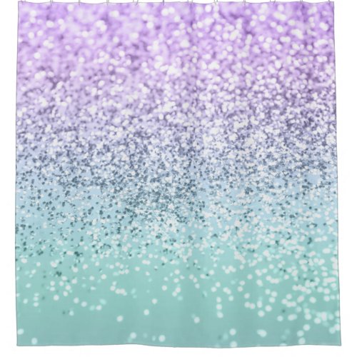 Mermaid Girls Glitter 1b Faux Glitter pastel   Shower Curtain