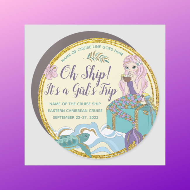 Mermaid Girl's Trip Cruise Stateroom Door Marker Car Magnet