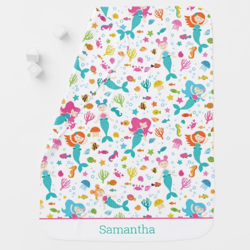 Mermaid Girls Under The Sea Personalized Baby Blanket