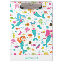 Mermaid Girls Under The Sea Personalized Clipboard