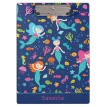 Mermaid Girls Under The Sea Personalized  Clipboard
