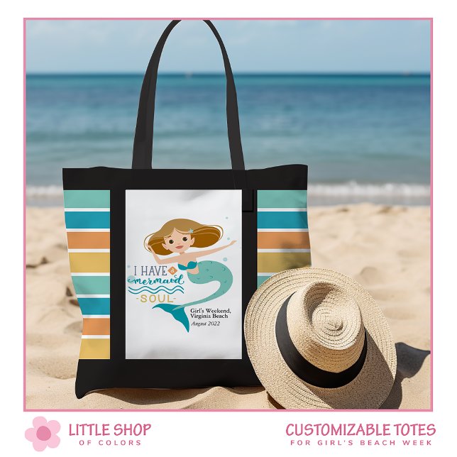 Mermaid Girls Week at the Beach Personalized Tote Bag (Creator Uploaded)