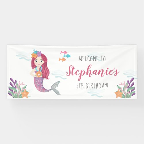 Mermaid Glam Birthday Party Banner