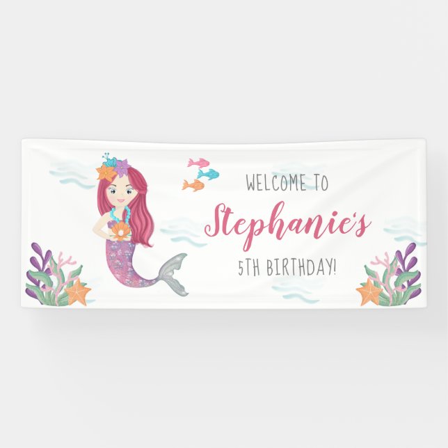 Mermaid Glam Birthday Party Banner (Horizontal)
