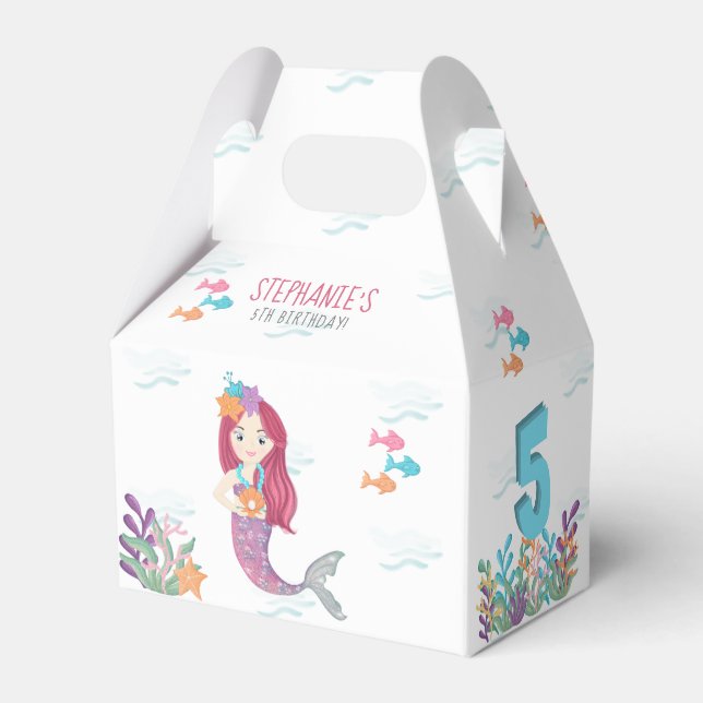 Mermaid Glam Birthday Party Favor Boxes (Back Side)