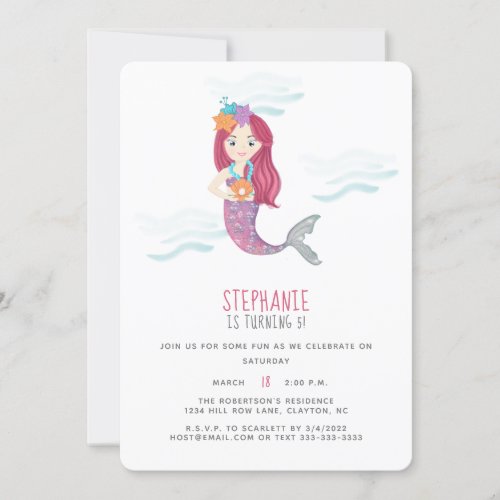 Mermaid Glam Birthday Party Invitation