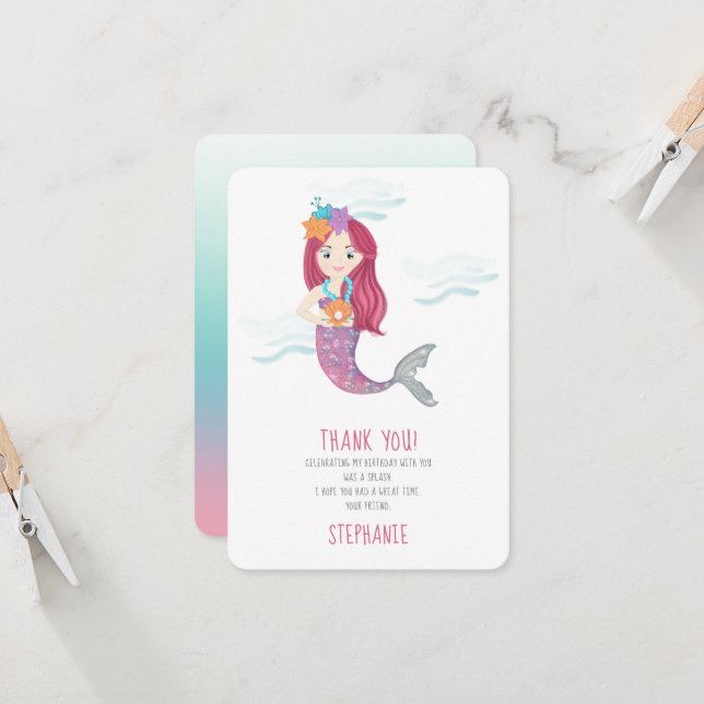 Mermaid Glam Birthday Party Invitation (Front/Back In Situ)