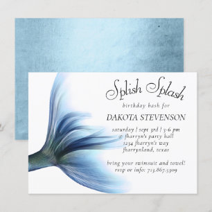 Mermaid Glam   Dusty Ice Blue Luster Splish Splash Invitation