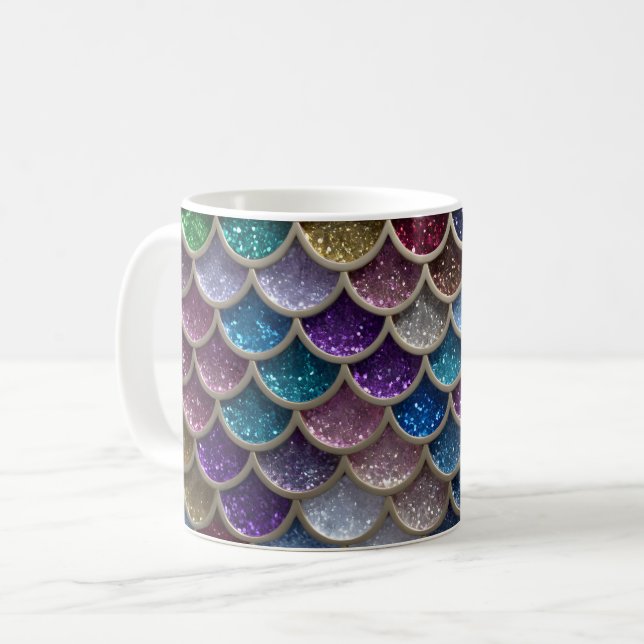 Mermaid Glam Glitter Scales Coffee Mug (Front Left)