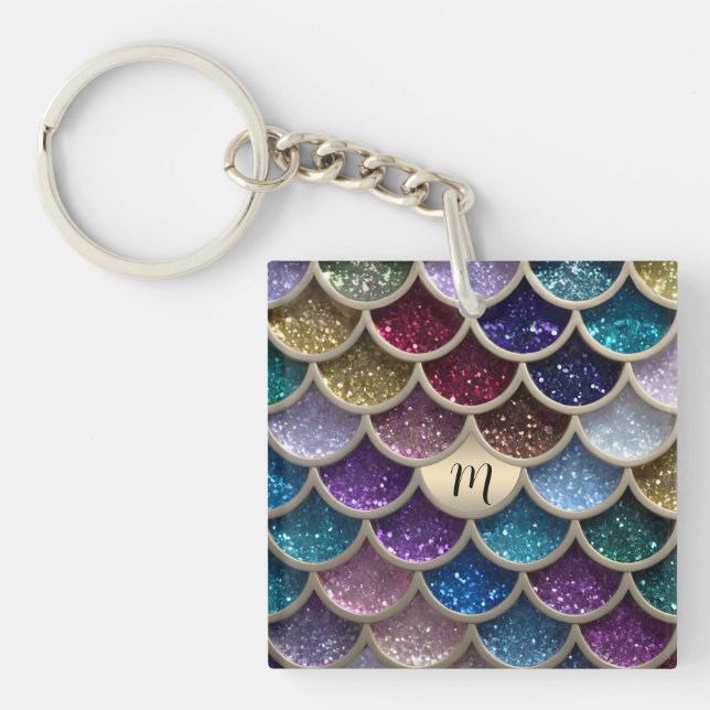 Mermaid Glam Glitter Scales Keychain (Front)