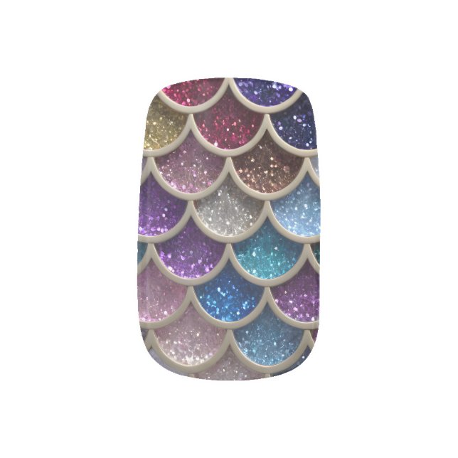 Mermaid Glam Glitter Scales Minx Nail Art (Left Thumb)