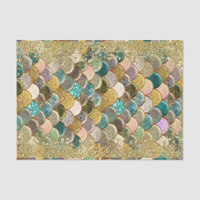 Mermaid Glam Ocean Sea Scales Glamour Glitter Chic Tissue Paper (Front)