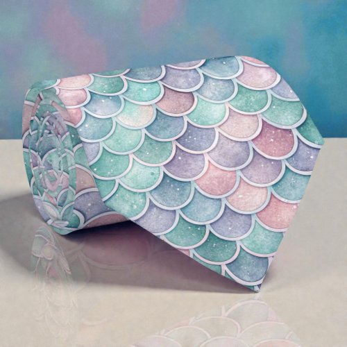Mermaid Glam Pastel Colors Necktie Tie