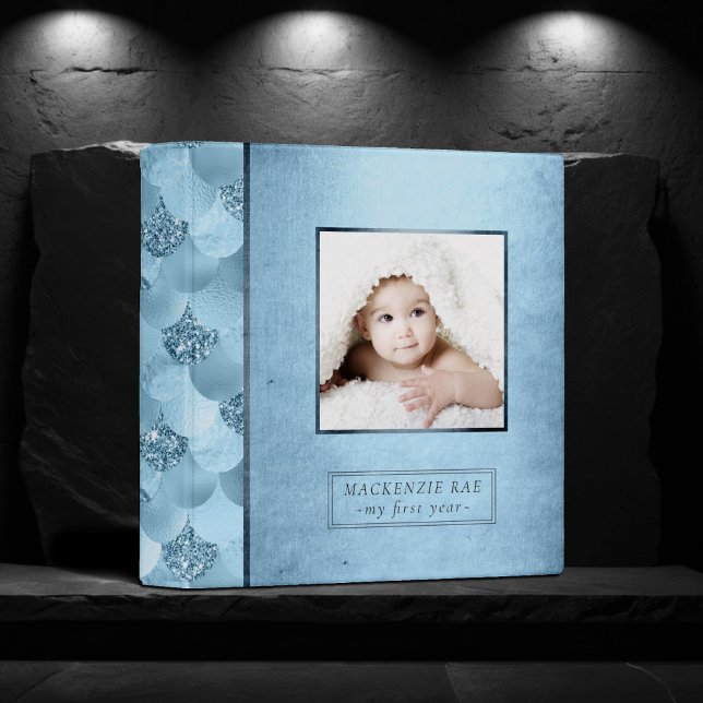 Mermaid Glam Scale | Dusty Ice Blue Photo Album 3 Ring Binder (Creator Uploaded)
